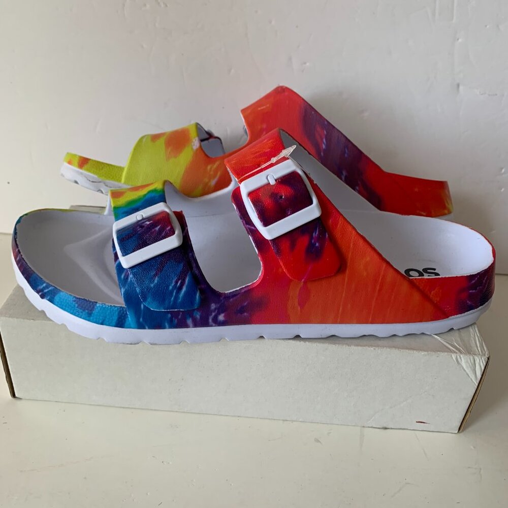 SO TIE DYE PASSION FRUIT SLIDE SANDALS SIZE 10 - Picture 8 of 10